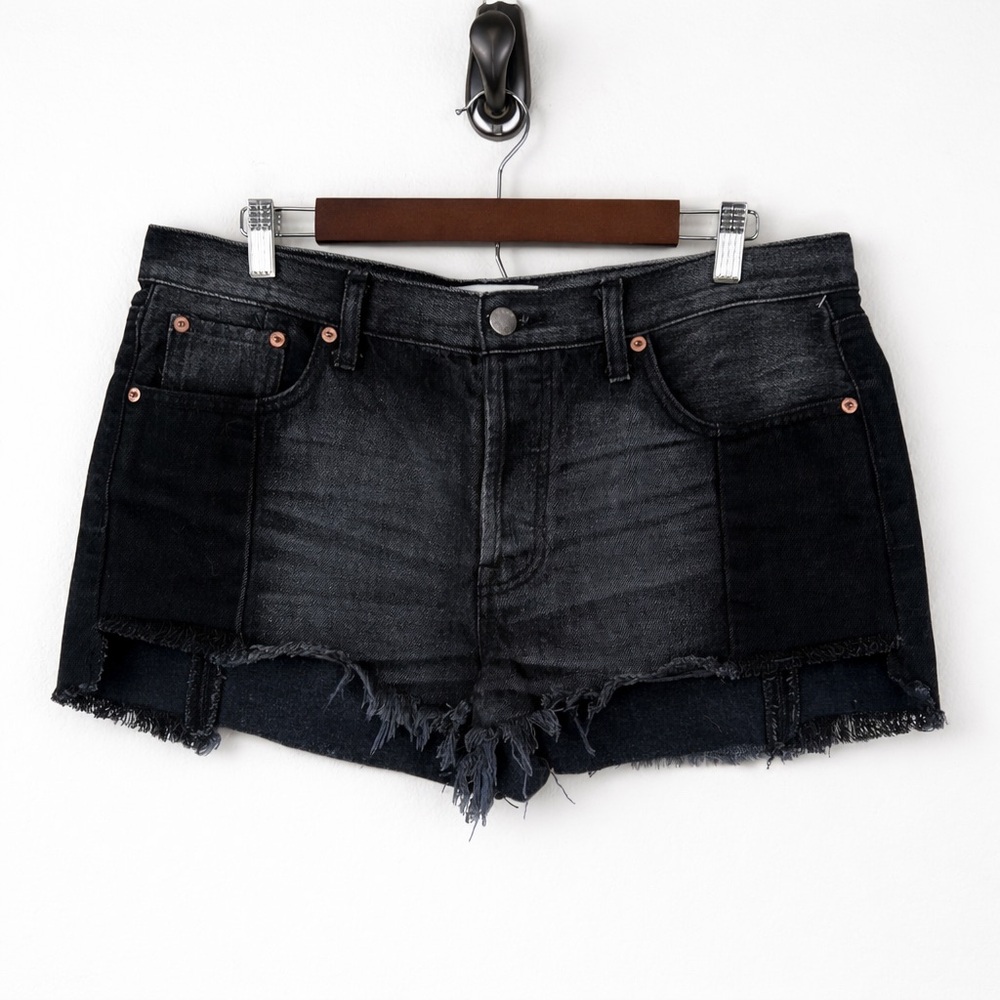 We The Free Dark Wash Denim Shorts 30 Button Fly Raw Hem